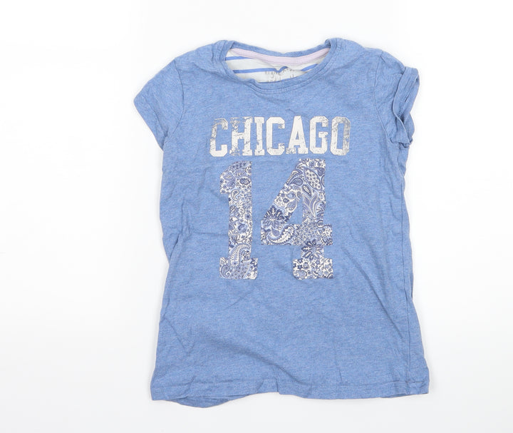 NEXT Girls Blue   Basic T-Shirt Size 7 Years  - graphic
