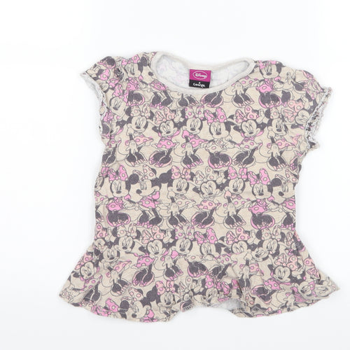 George Girls Brown   Basic T-Shirt Size 3-4 Years  - Disney Minnie Mouse