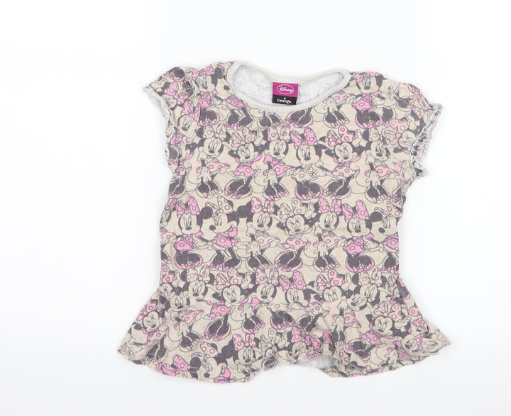 George Girls Brown Basic T-Shirt Size 3-4 Years - Disney Minnie Mouse