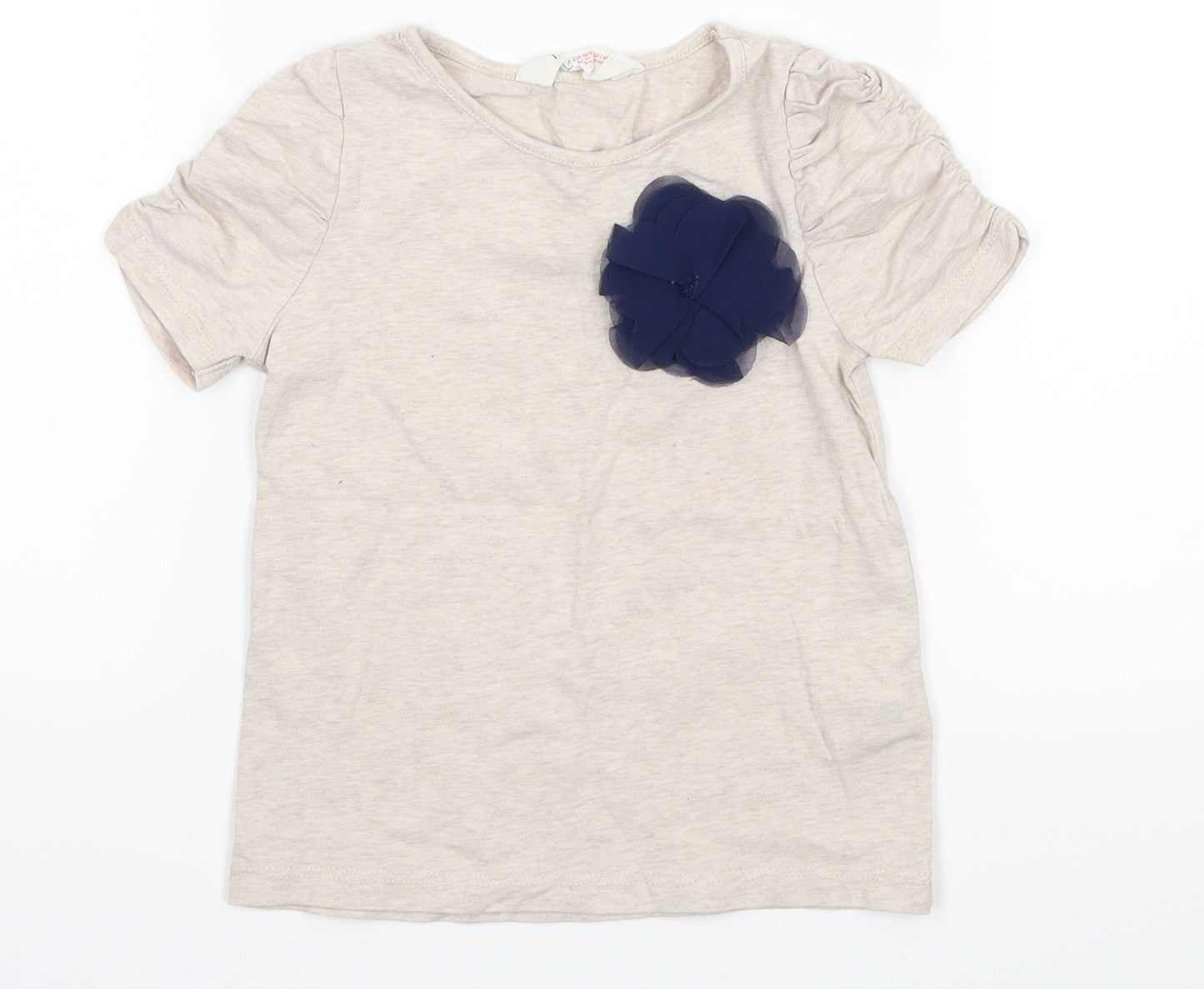 H&M Girls Grey   Basic T-Shirt Size 3-4 Years  - flowers
