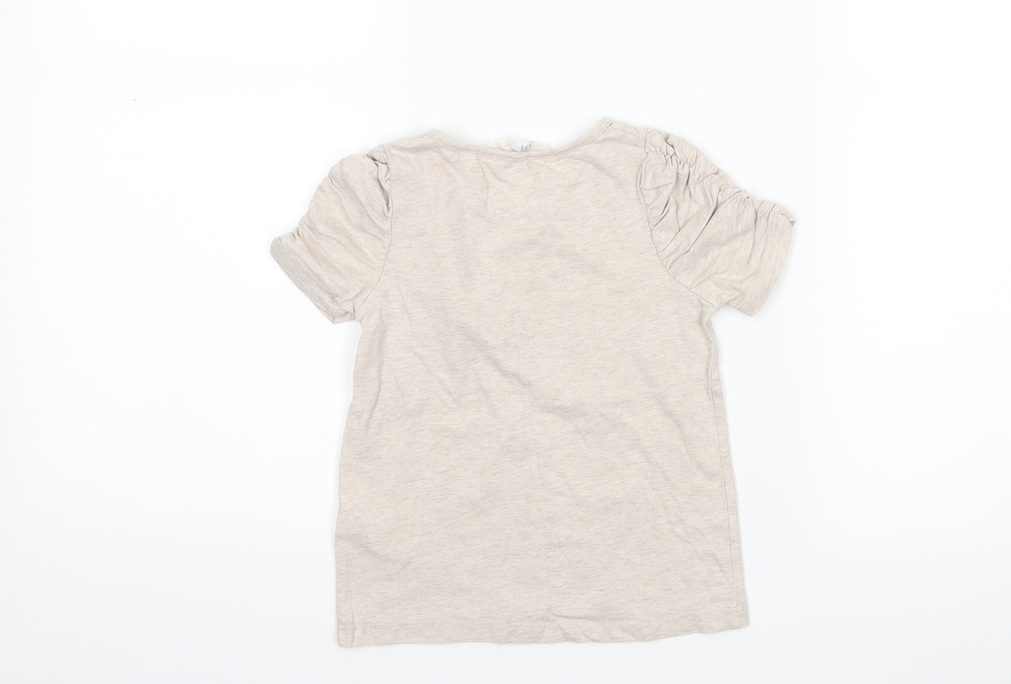H&M Girls Grey   Basic T-Shirt Size 3-4 Years  - flowers