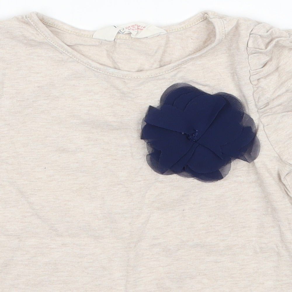 H&M Girls Grey   Basic T-Shirt Size 3-4 Years  - flowers