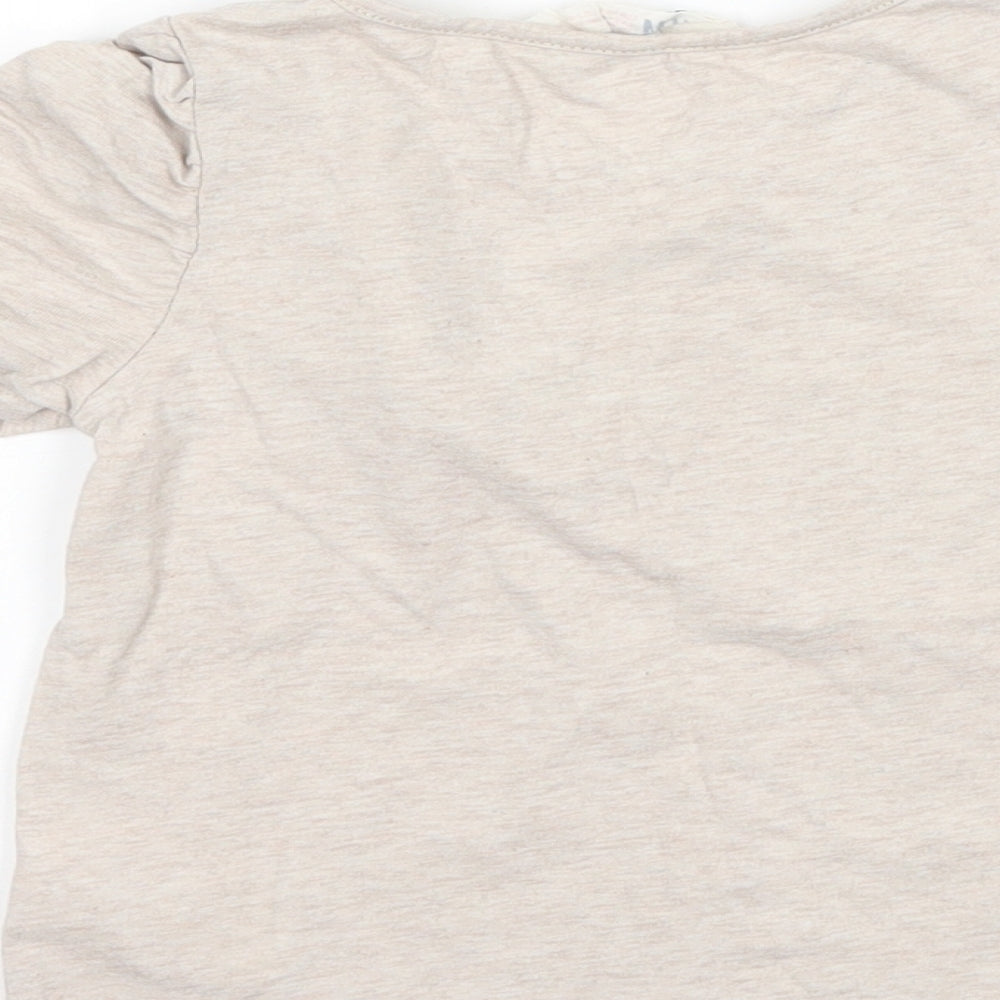 H&M Girls Grey   Basic T-Shirt Size 3-4 Years  - flowers