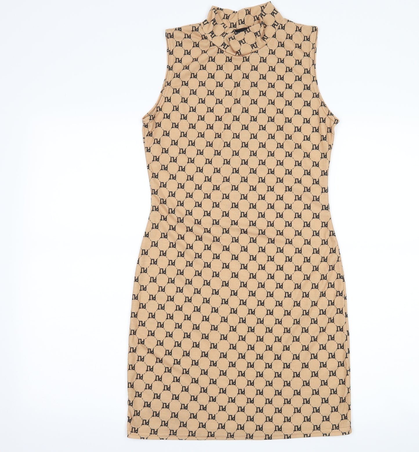 PRETTYLITTLETHING Womens Brown Argyle/Diamond  Bodycon  Size 10