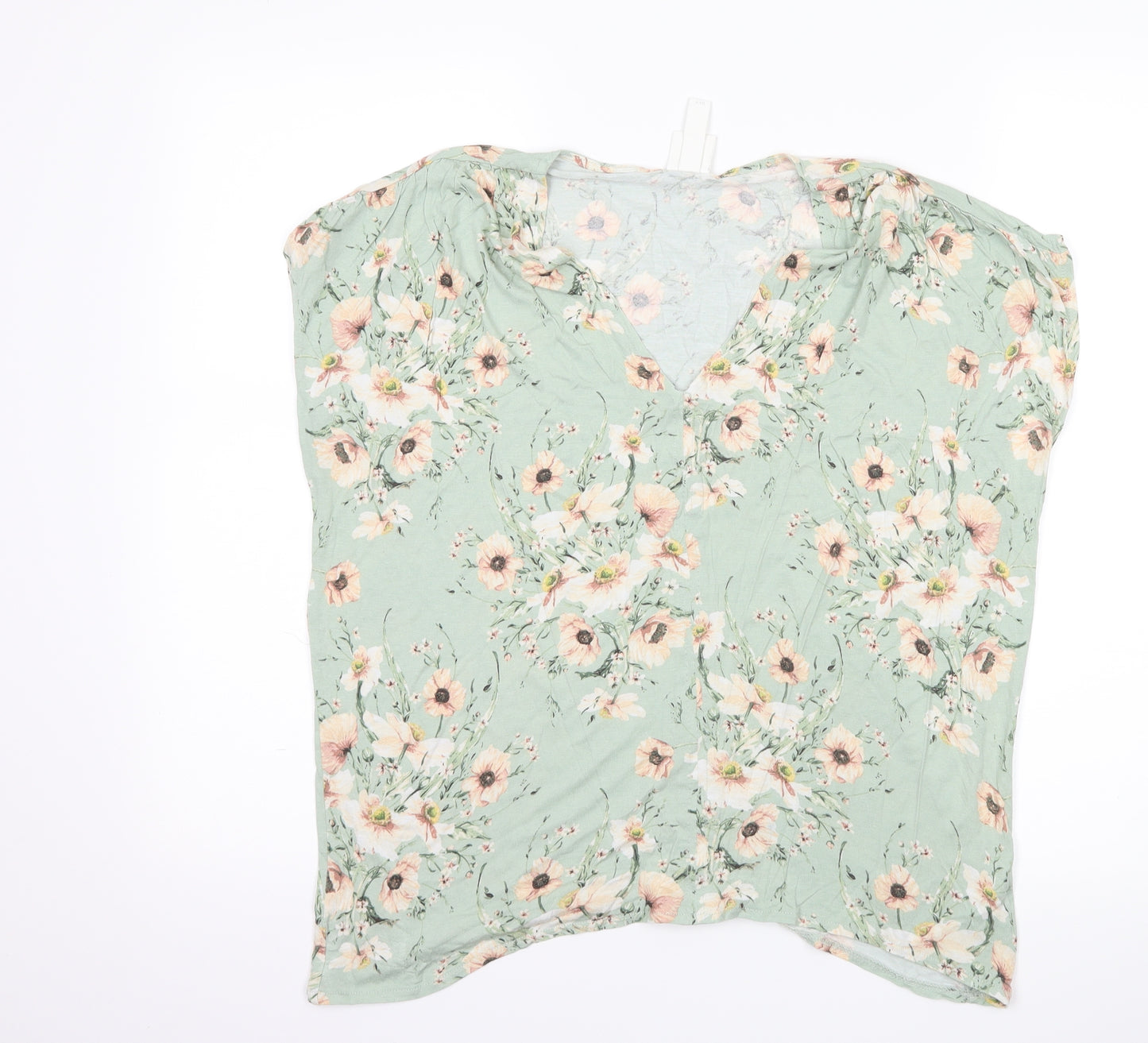 H&M Womens Green Floral  Basic T-Shirt Size M