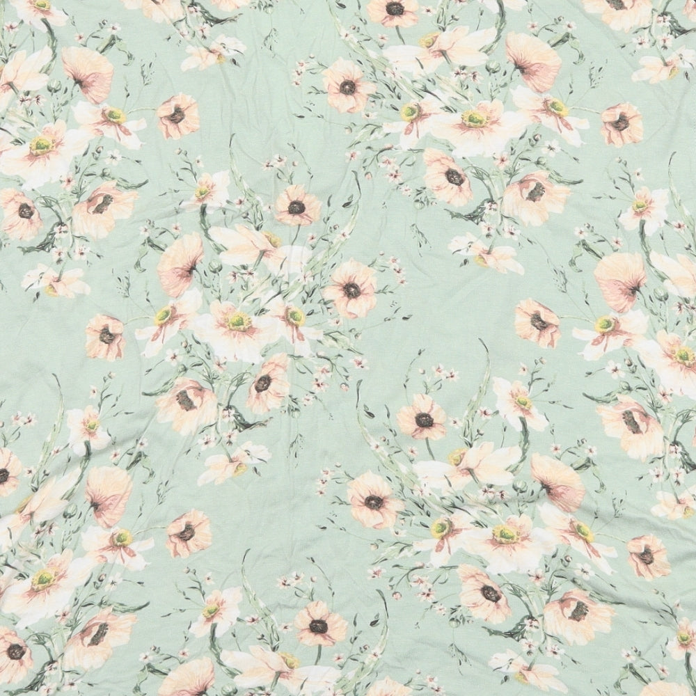 H&M Womens Green Floral  Basic T-Shirt Size M