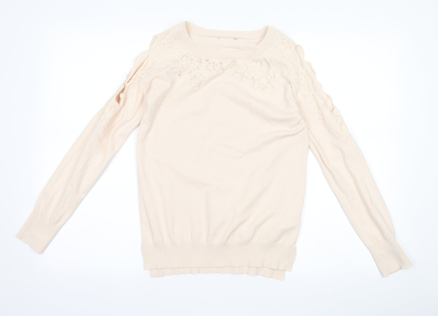 Topshop Womens Pink Floral  Pullover Jumper Size 6  - Cut out sleeves