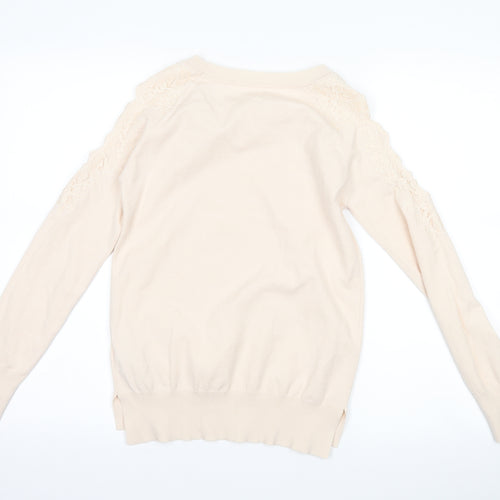 Topshop Womens Pink Floral  Pullover Jumper Size 6  - Cut out sleeves