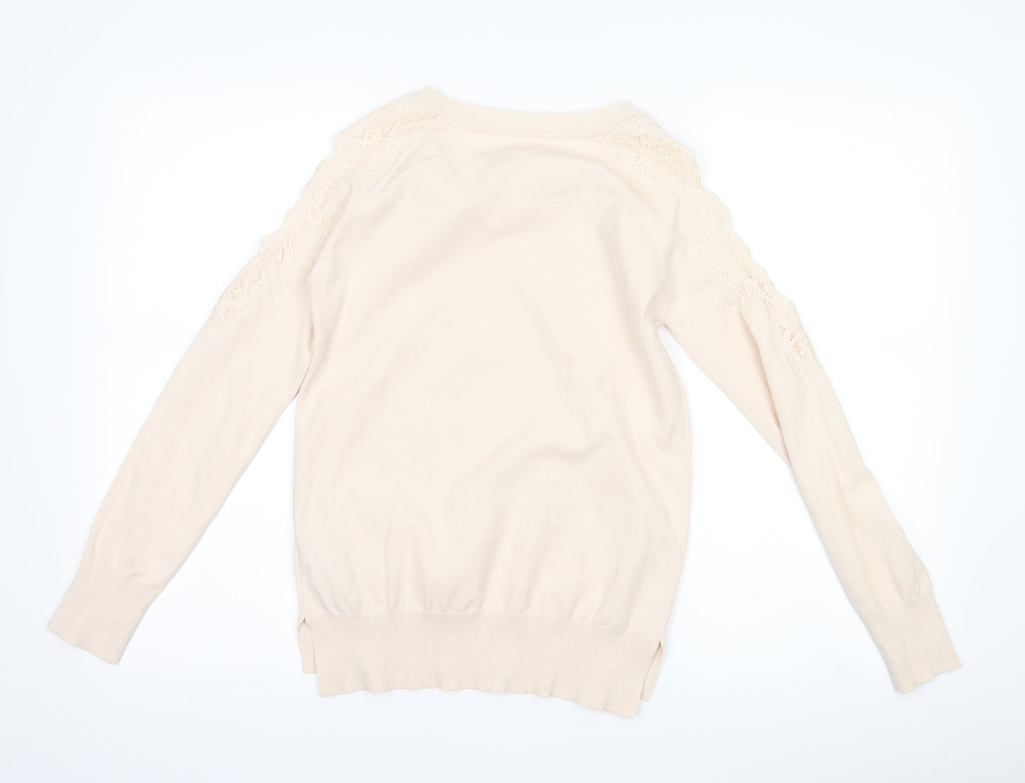 Topshop Womens Pink Floral  Pullover Jumper Size 6  - Cut out sleeves