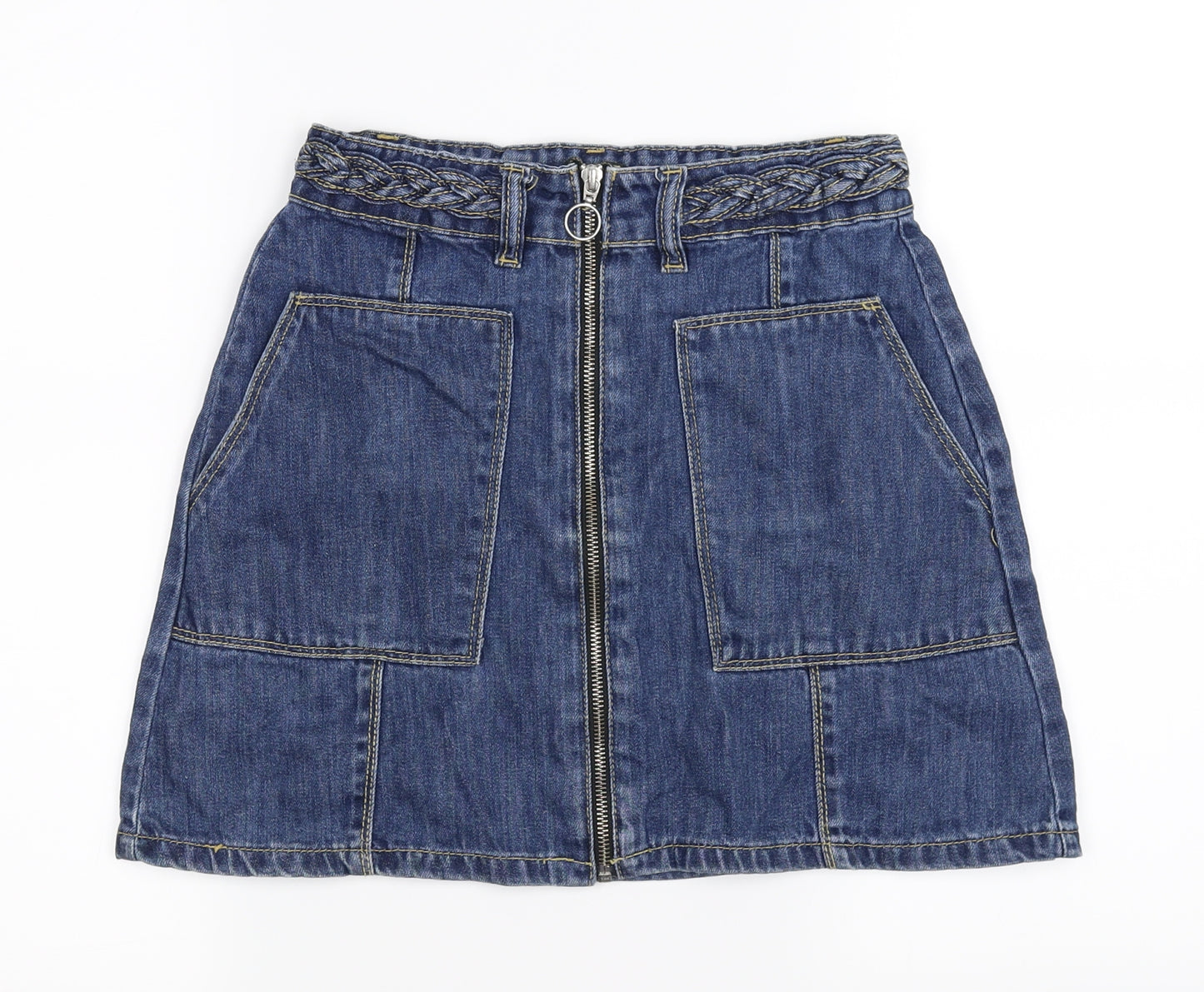 Candy Couture Girls Blue   A-Line Skirt Size 13 Years - braid detail