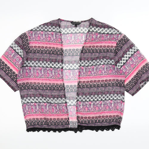 Candy Couture Girls Black Chevron  Kimono Blouse Size 12 Years  - see through