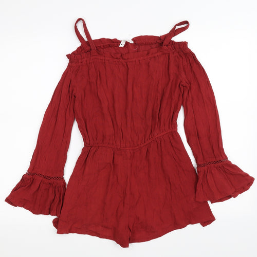 Candy Girls Red   Romper One-Piece Size 13 Years  - Bell Sleeves