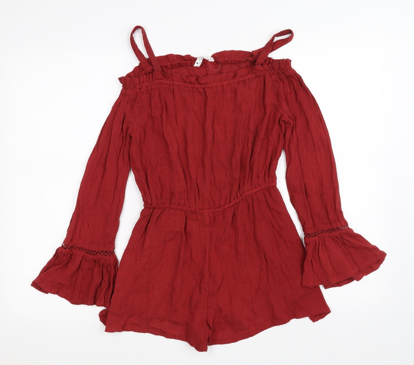 Candy Girls Red   Romper One-Piece Size 13 Years  - Bell Sleeves