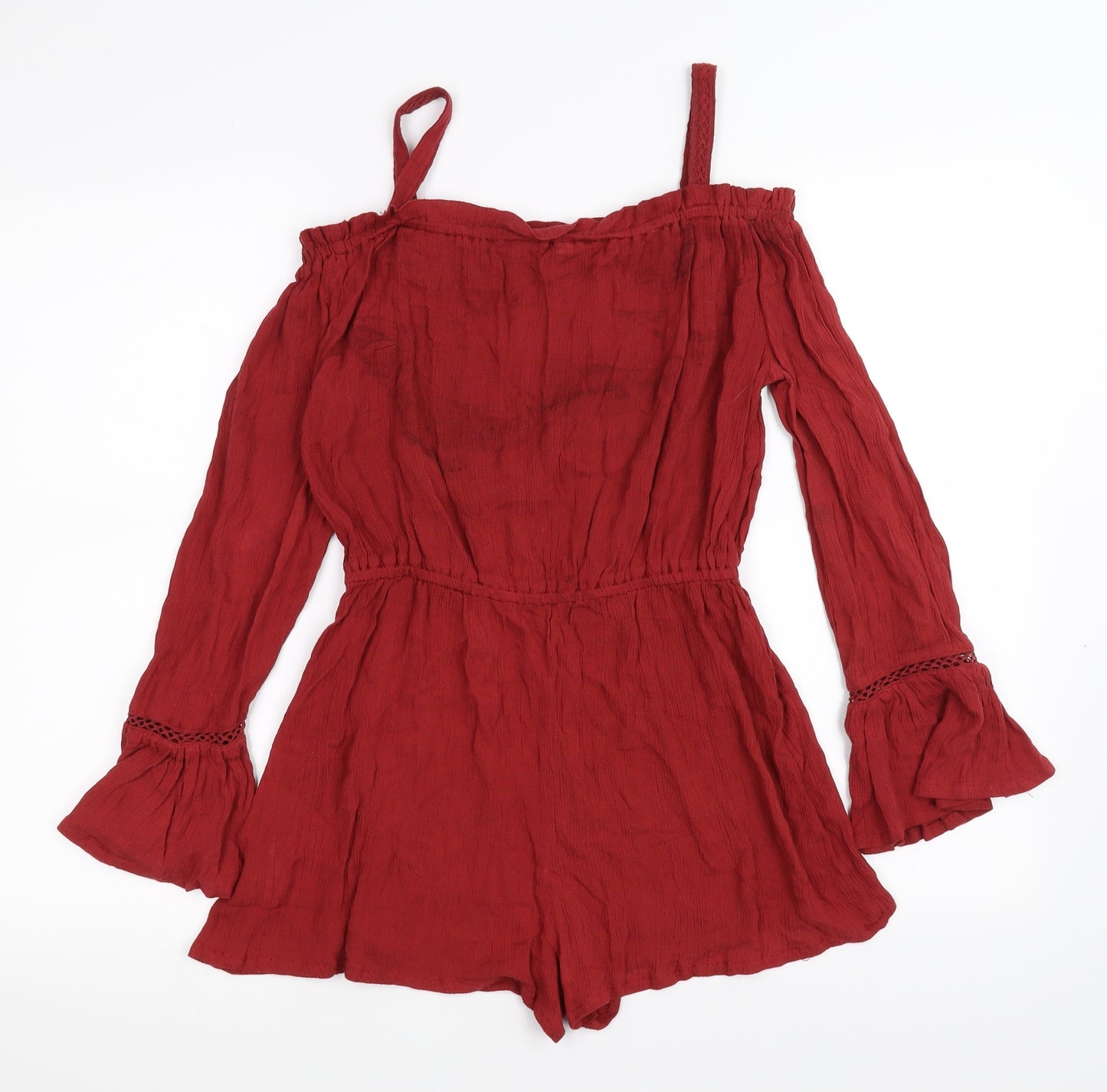Candy Girls Red   Romper One-Piece Size 13 Years  - Bell Sleeves