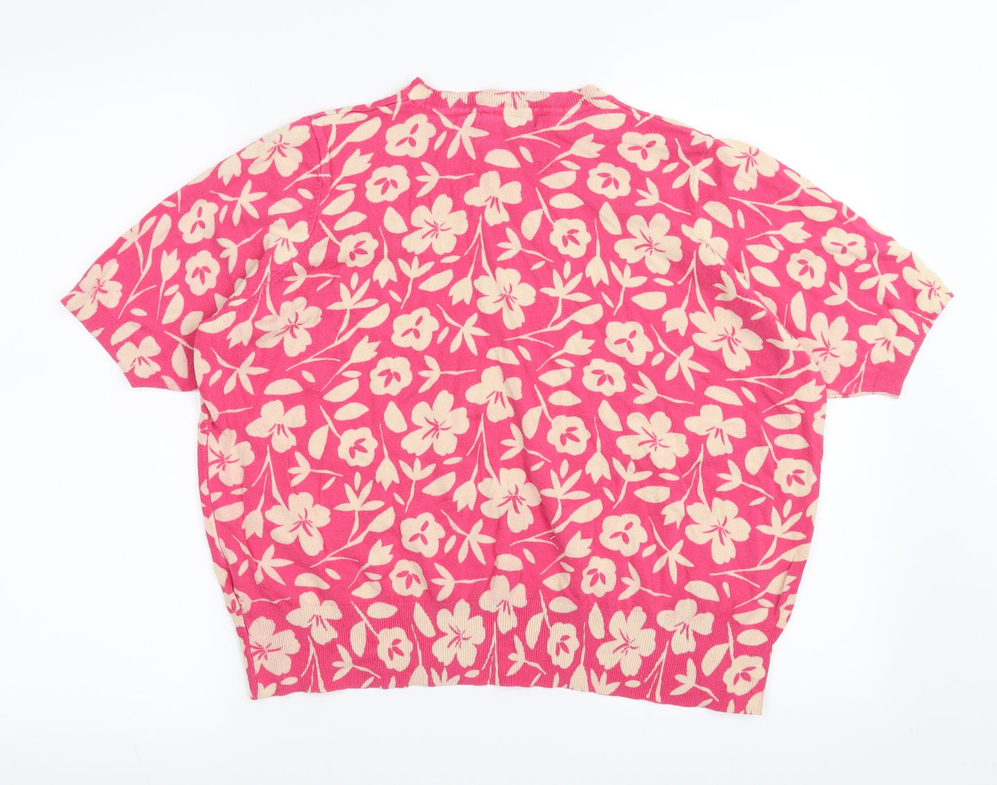 M&S Womens Pink Floral  Basic T-Shirt Size 22