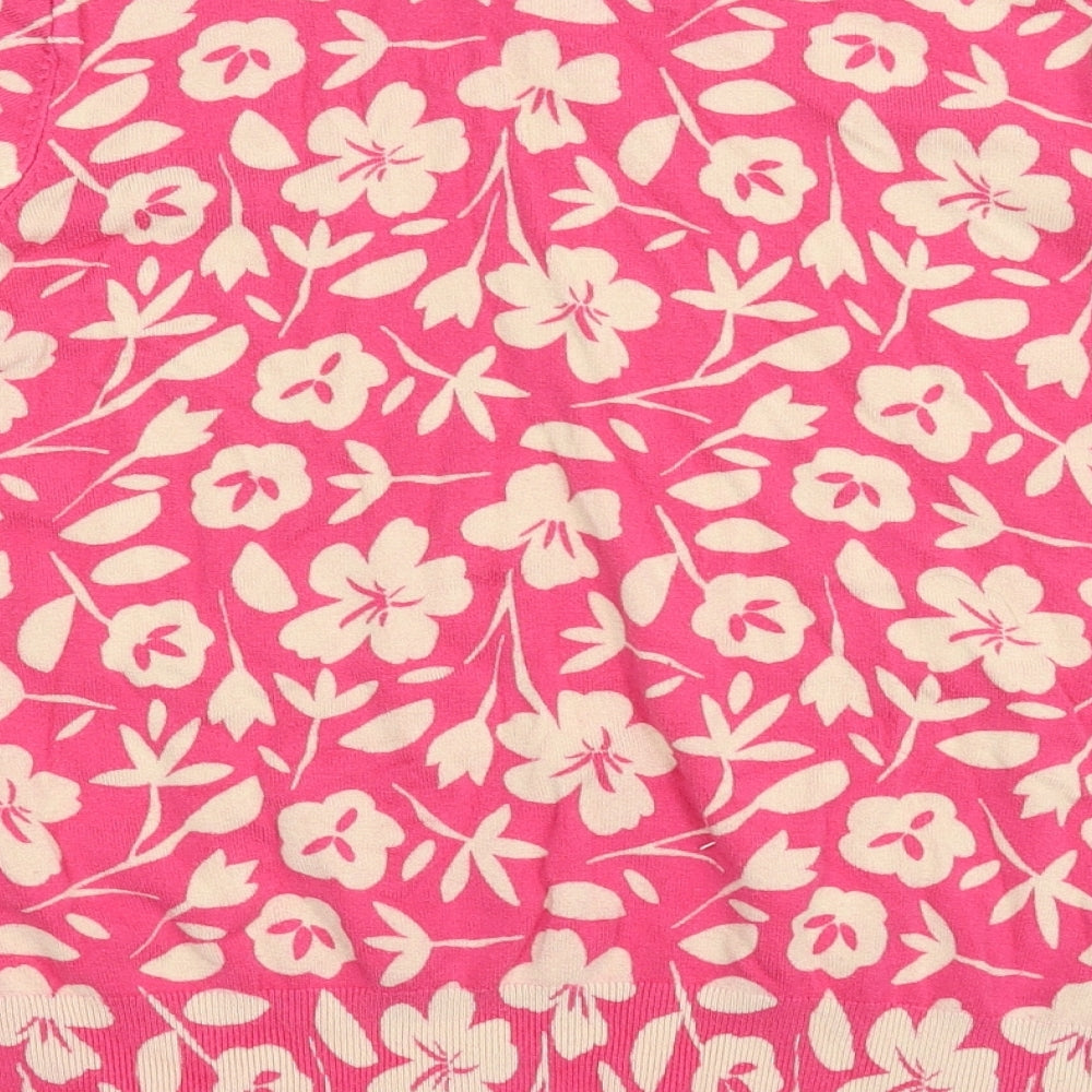 M&S Womens Pink Floral  Basic T-Shirt Size 22