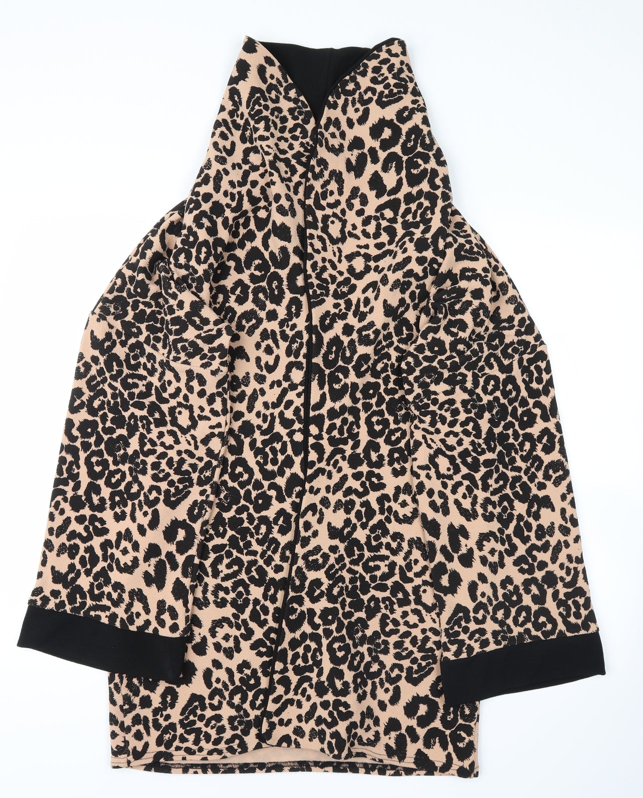 Boohoo Womens Beige Animal Print  Jacket Coatigan Size S  - leopard print