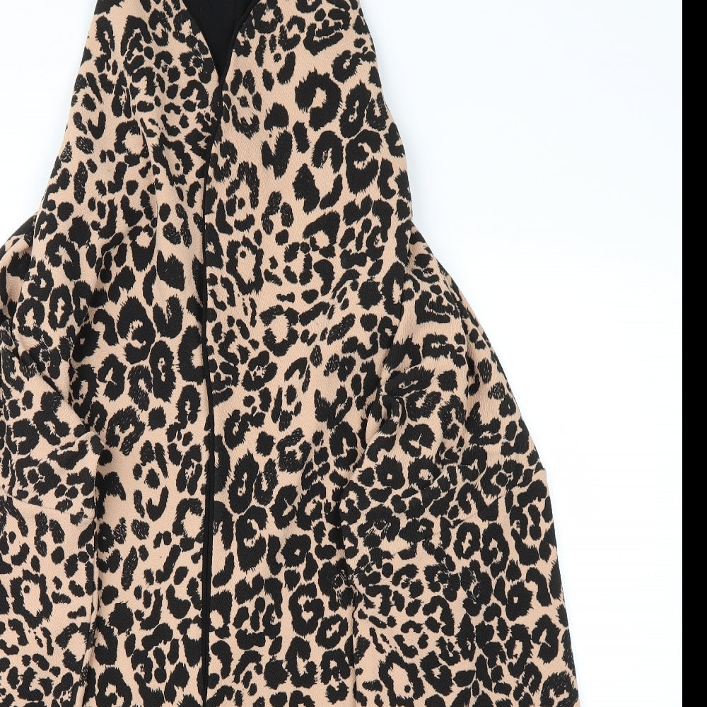 Boohoo Womens Beige Animal Print  Jacket Coatigan Size S  - leopard print