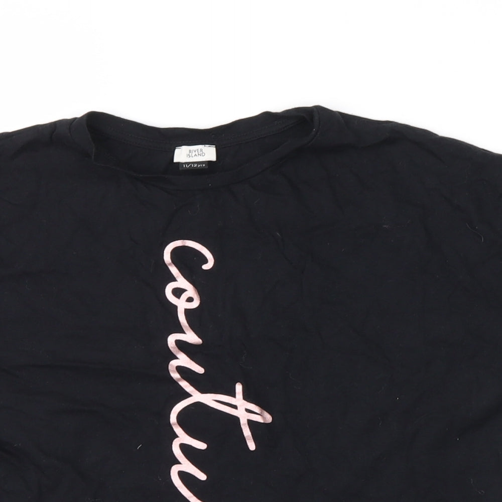 River Island Girls Black   Basic T-Shirt Size 11-12 Years  - couture