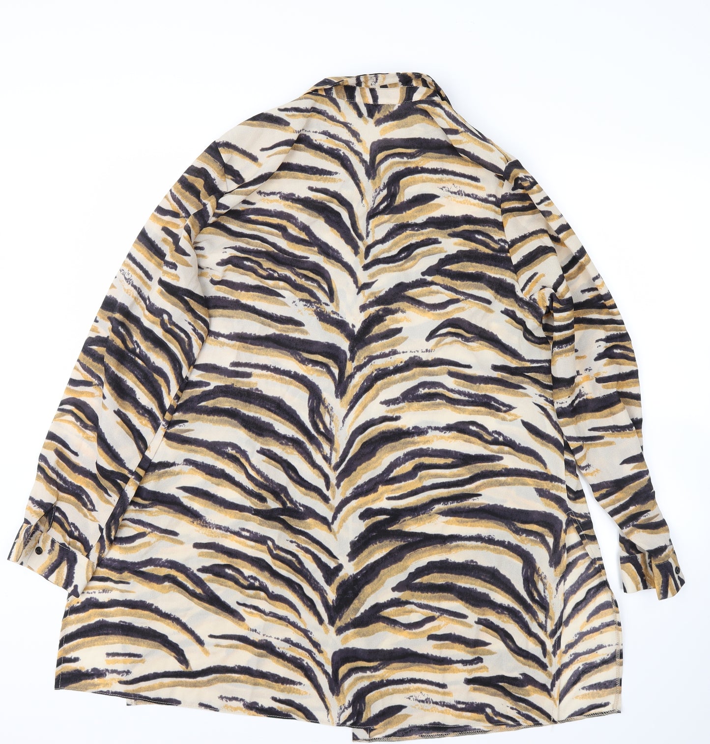 Primark Womens Yellow Animal Print  Basic Button-Up Size 16