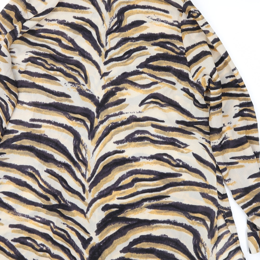 Primark Womens Yellow Animal Print  Basic Button-Up Size 16