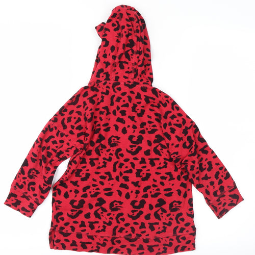 NEXT Girls Red Animal Print  Pullover Hoodie Size 3 Years