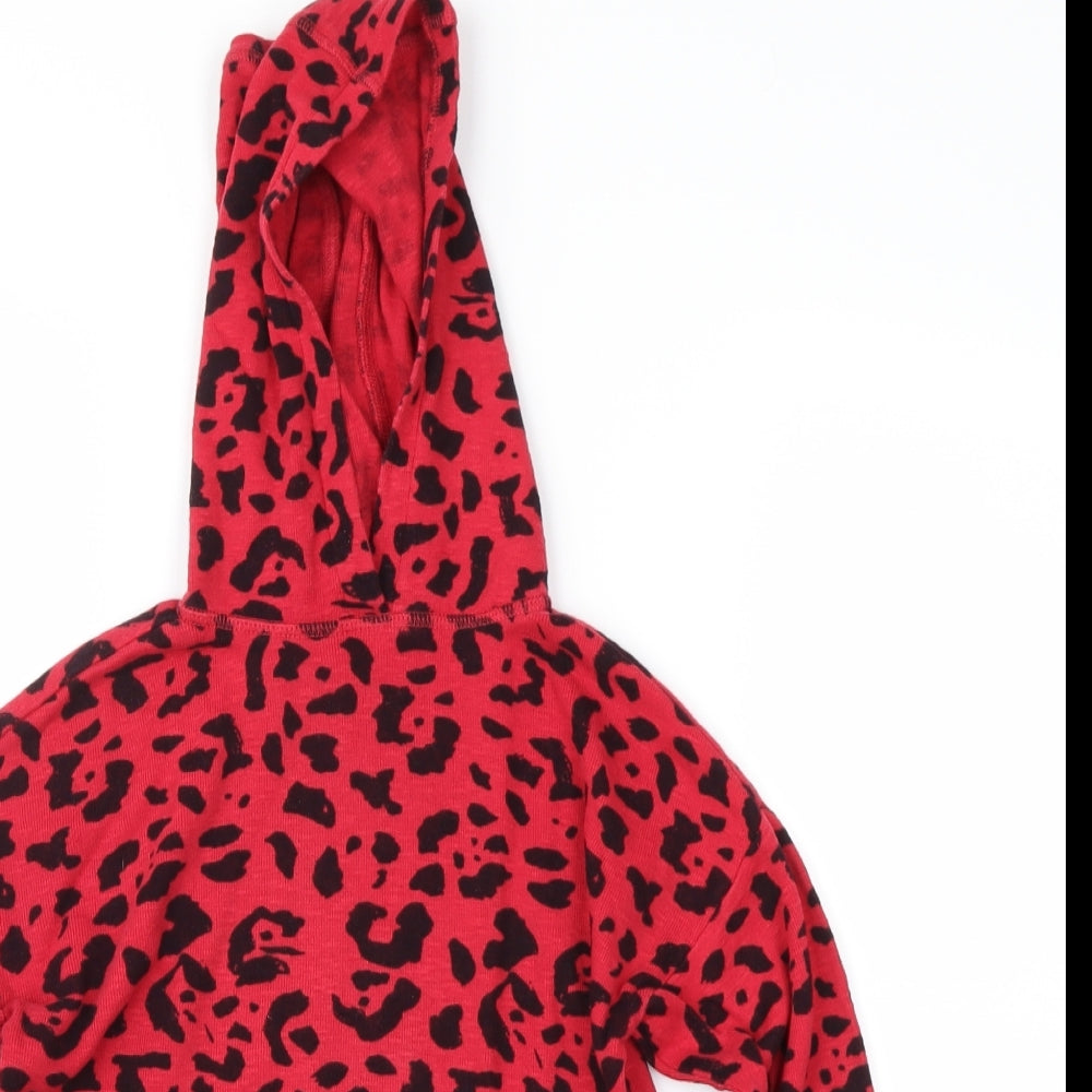 NEXT Girls Red Animal Print  Pullover Hoodie Size 3 Years