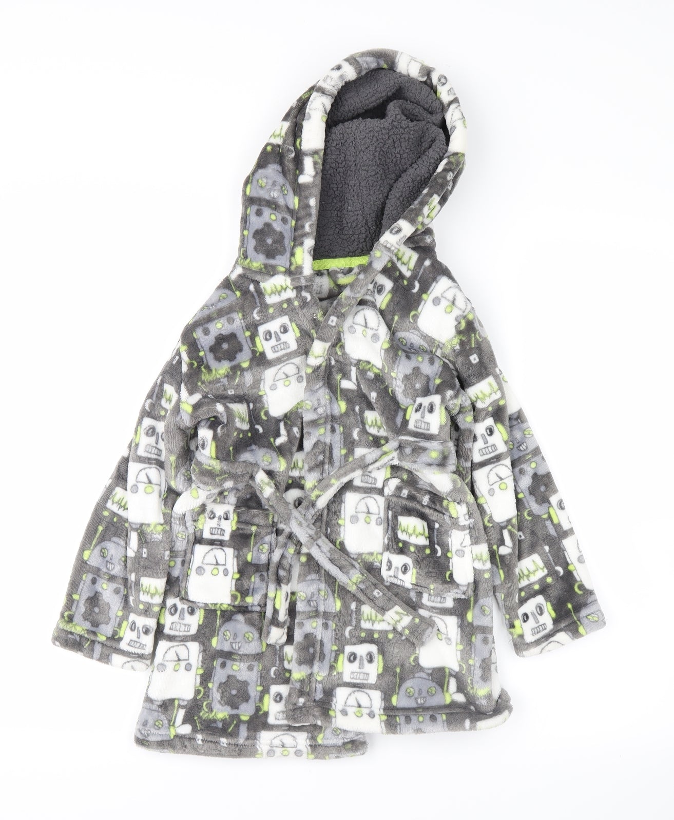 no brand Boys Green Colourblock   Robe Size 4-5 Years  - robot