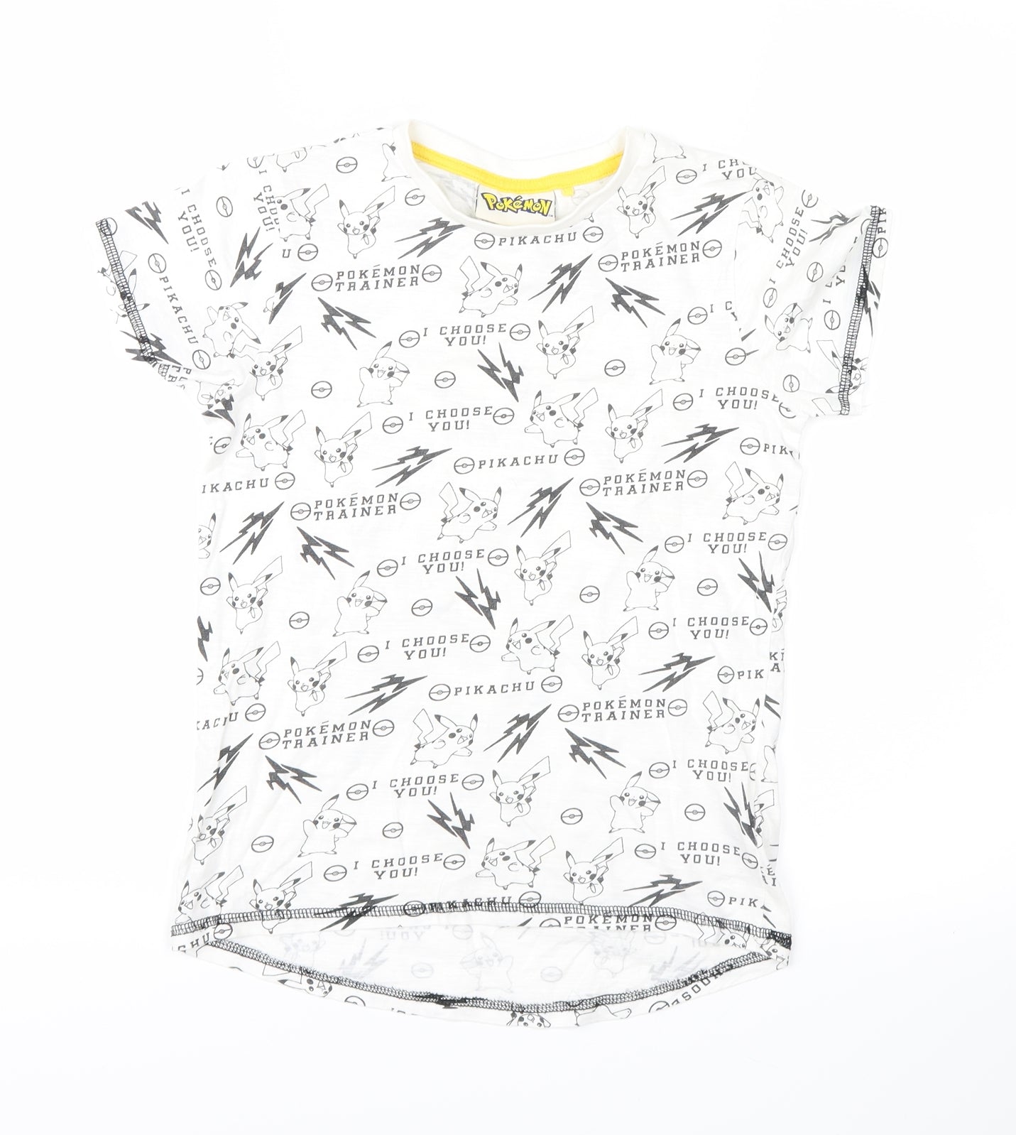 pokemon Boys White   Basic T-Shirt Size 8 Years  - pokemon, pikachu