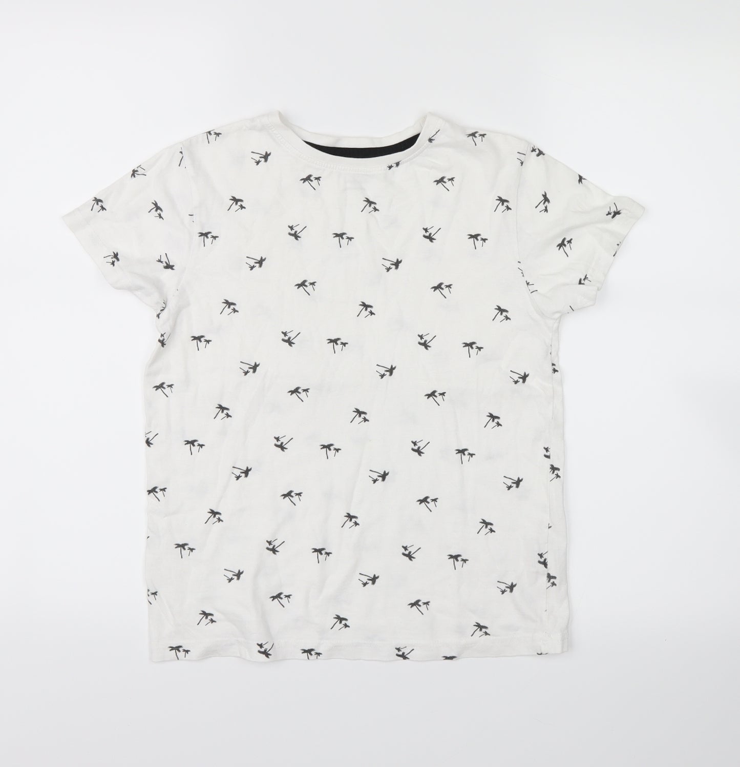Primark Boys White Floral  Basic T-Shirt Size 9-10 Years