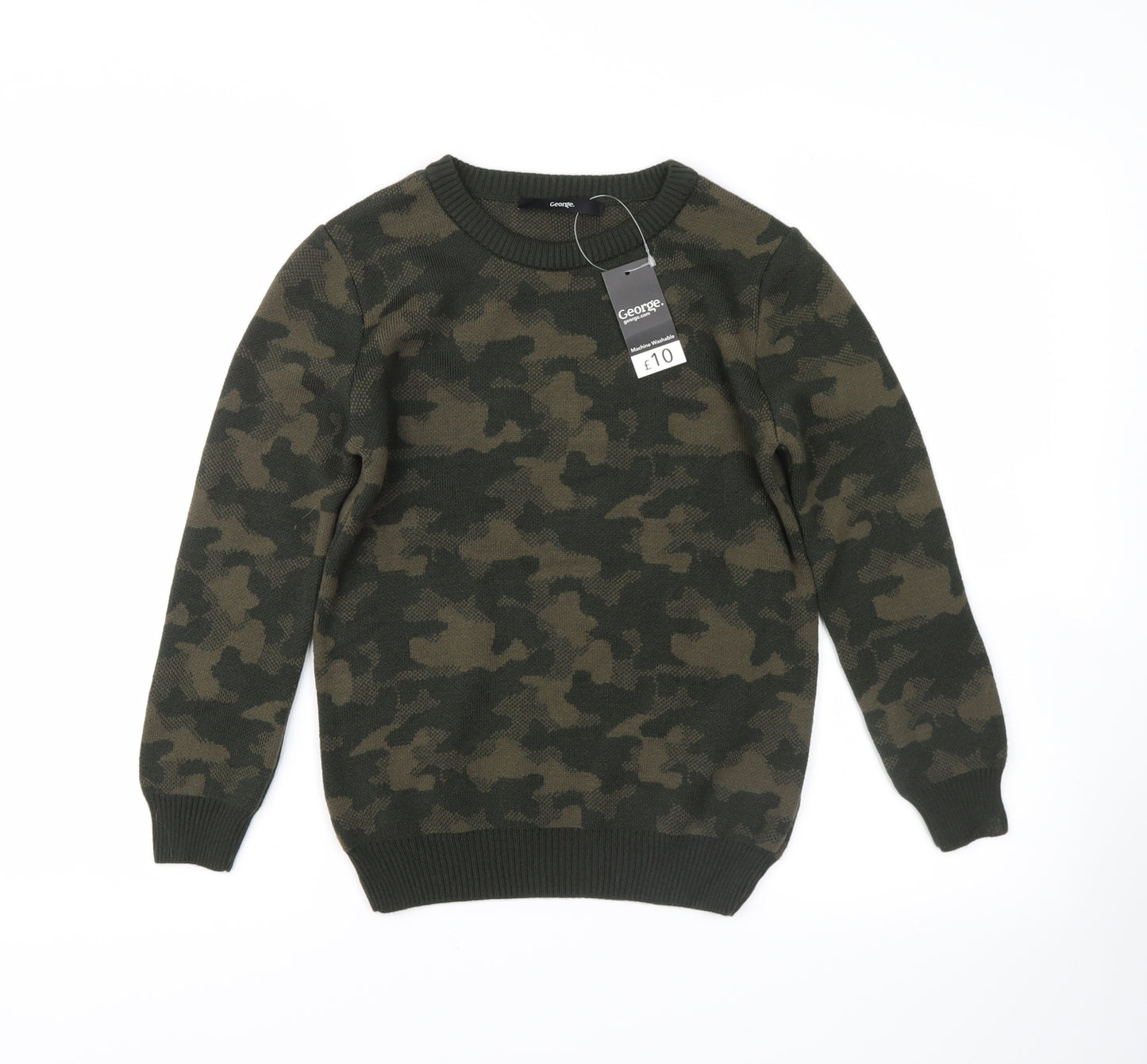George Boys Green Camouflage  Pullover Sweatshirt Size 8-9 Years