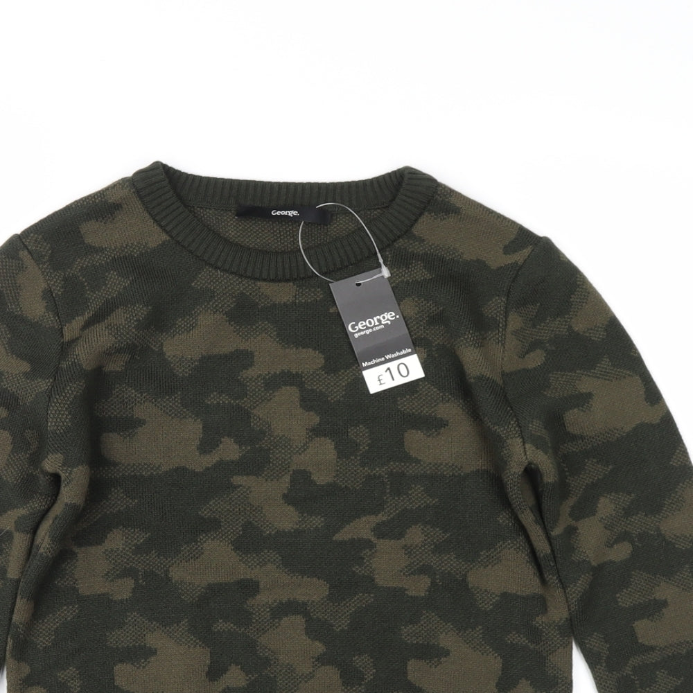 George Boys Green Camouflage  Pullover Sweatshirt Size 8-9 Years