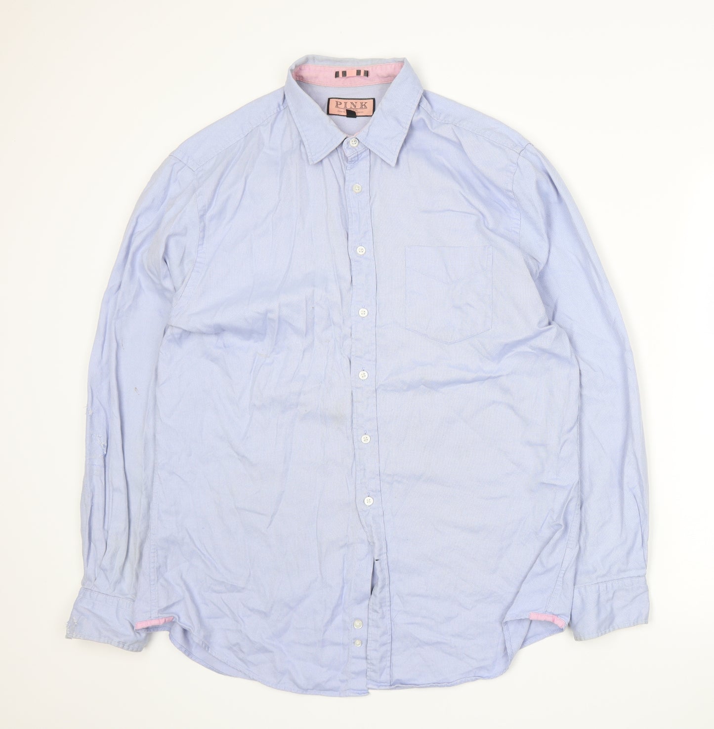 Thomas Pink Mens Blue    Dress Shirt Size L