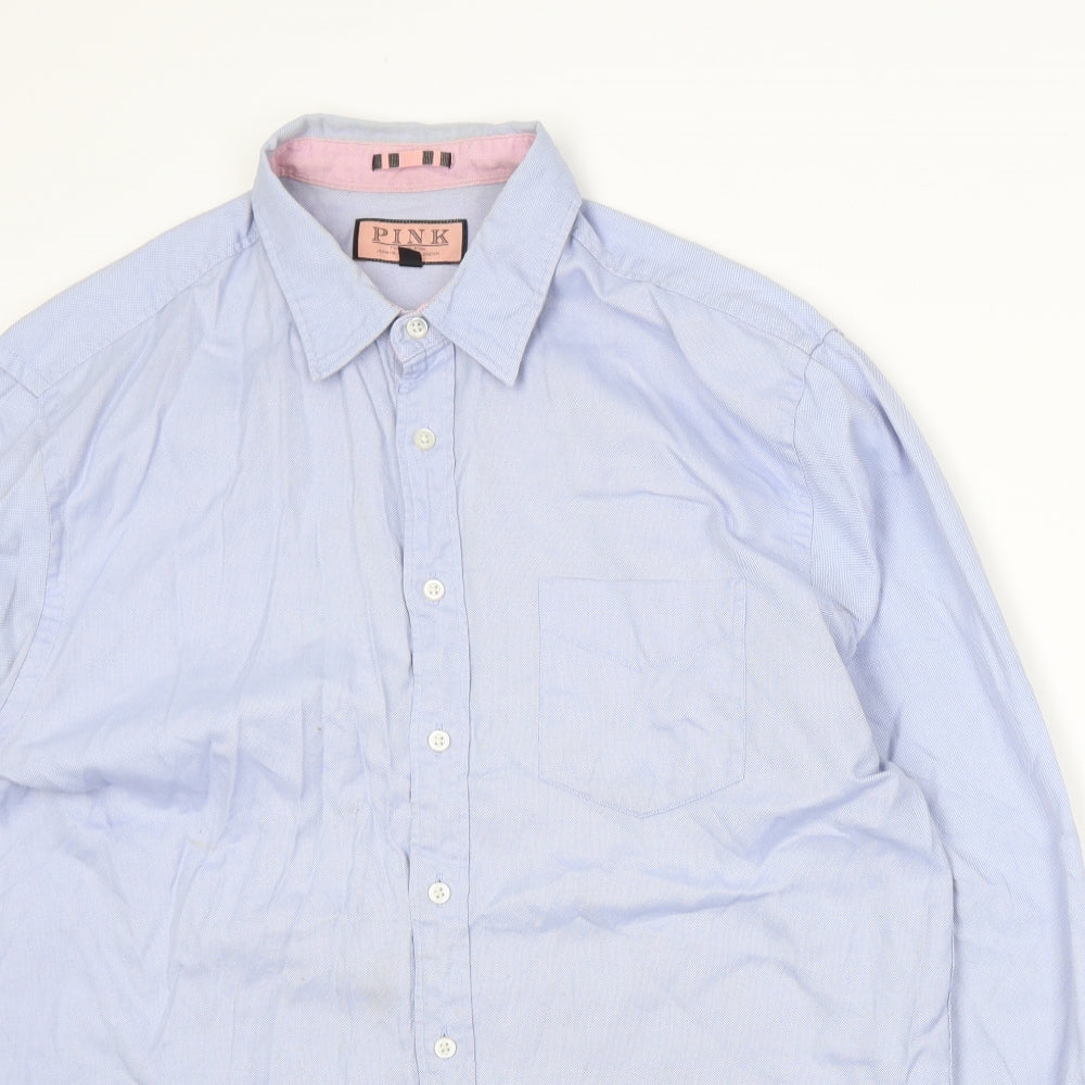 Thomas Pink Mens Blue    Dress Shirt Size L