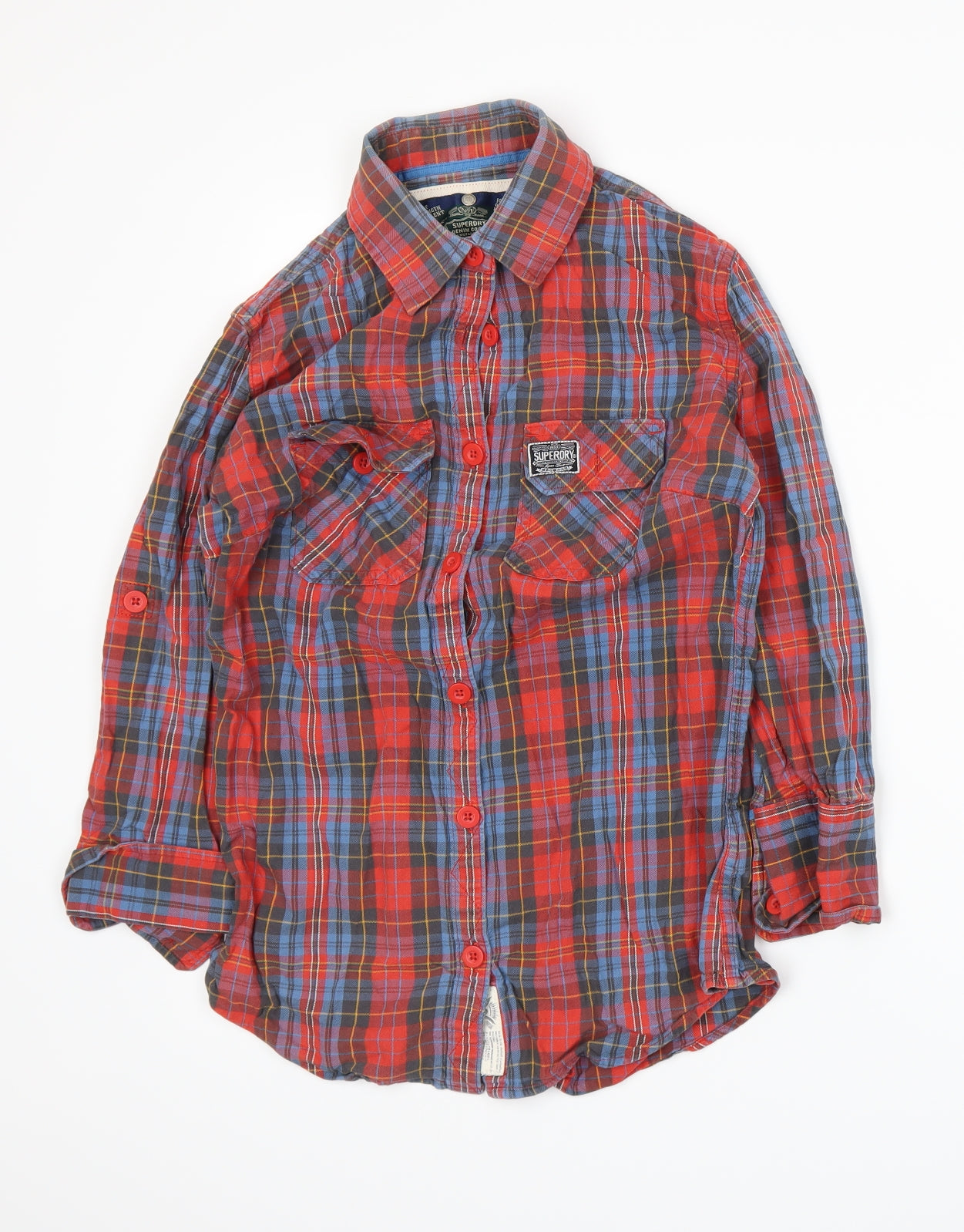 Superdry Mens Red Plaid   Button-Up Size M