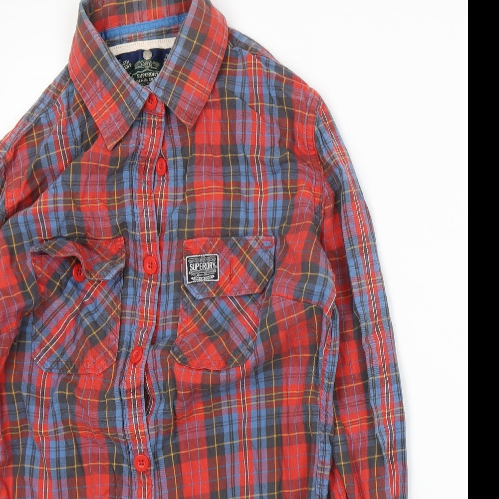 Superdry Mens Red Plaid   Button-Up Size M