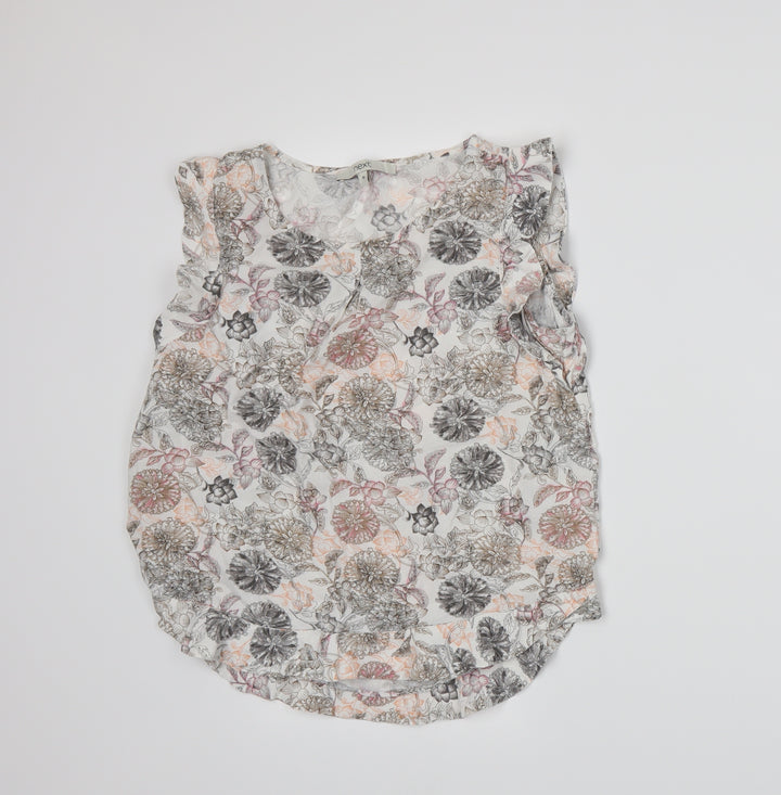 NEXT Womens White Floral  Basic Tank Size 10