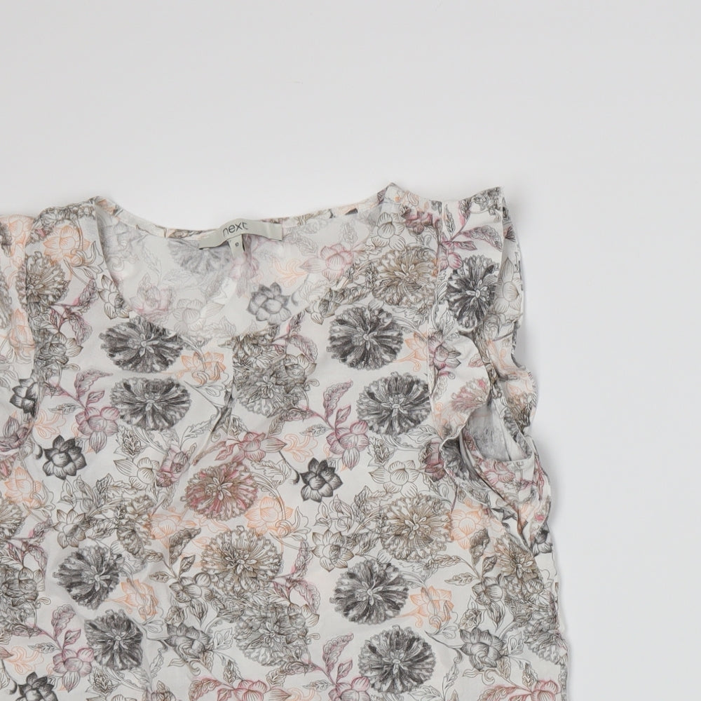 NEXT Womens White Floral  Basic Tank Size 10