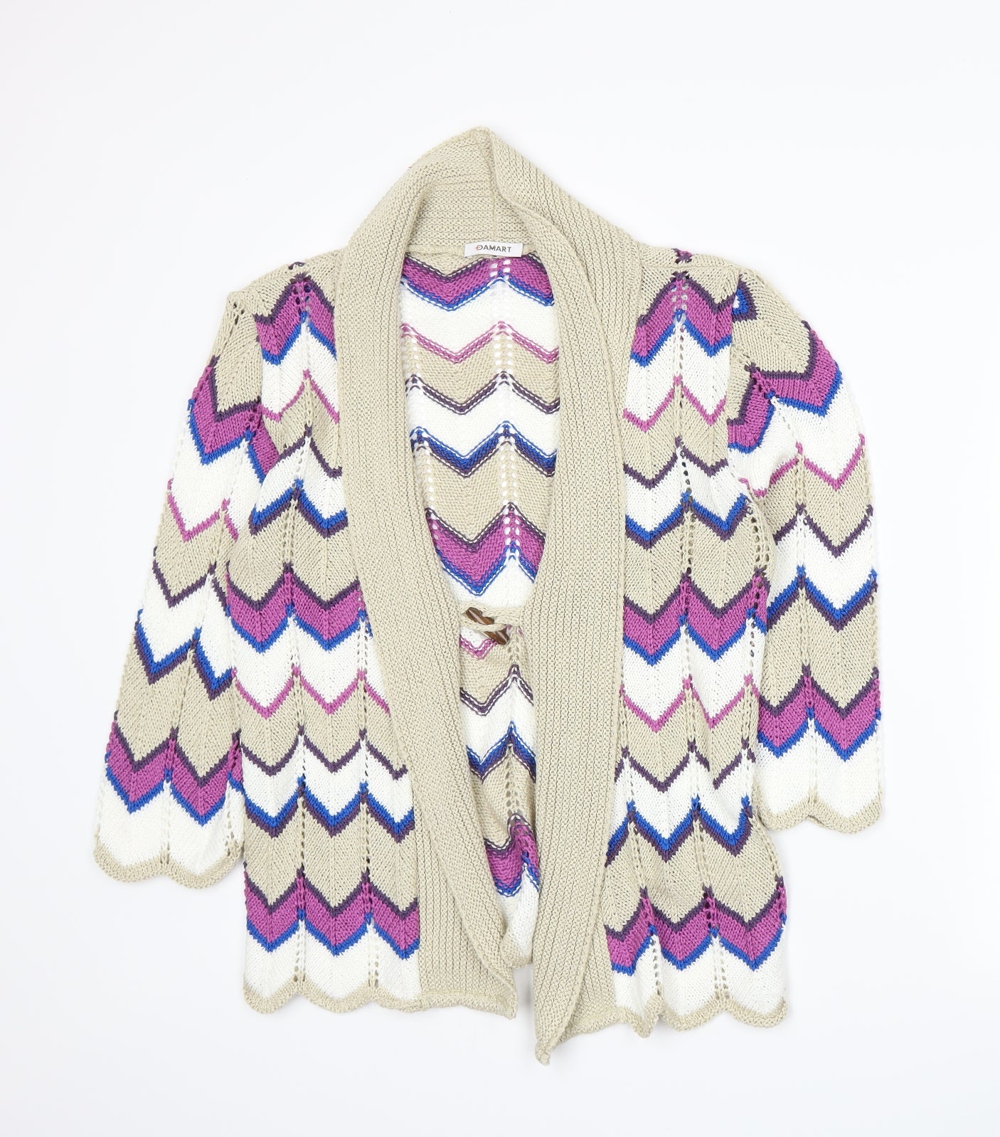Damart Womens Multicoloured Striped Knit Cardigan Jumper Size M