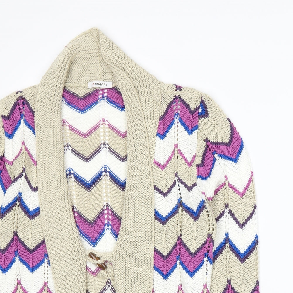 Damart Womens Multicoloured Striped Knit Cardigan Jumper Size M