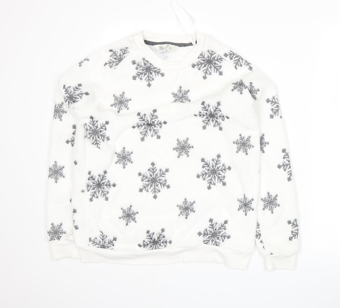 Primark Womens White  Fleece Top Pyjama Top Size S