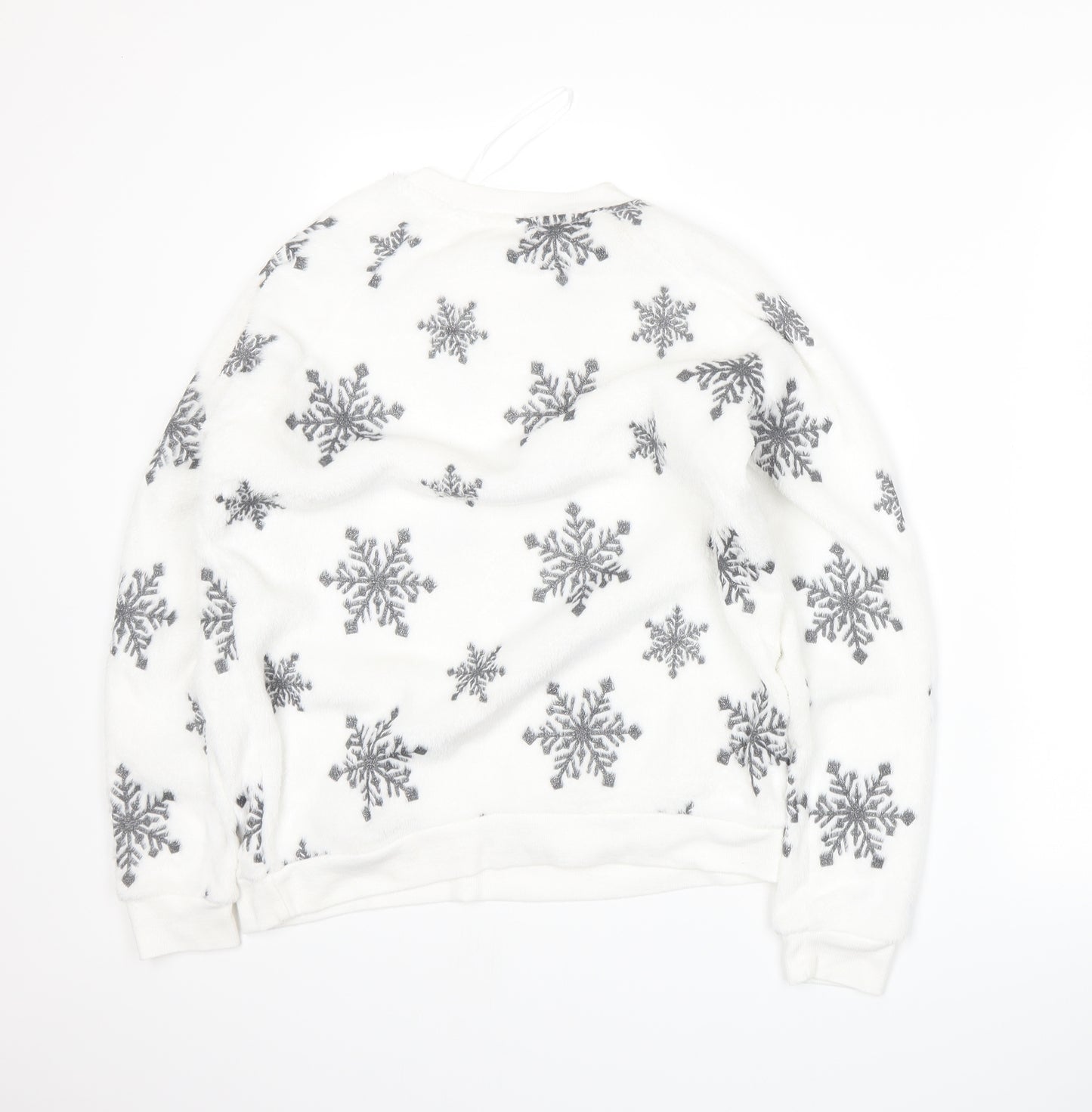 Primark Womens White  Fleece Top Pyjama Top Size S