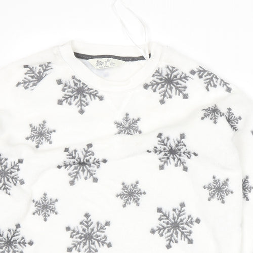 Primark Womens White  Fleece Top Pyjama Top Size S