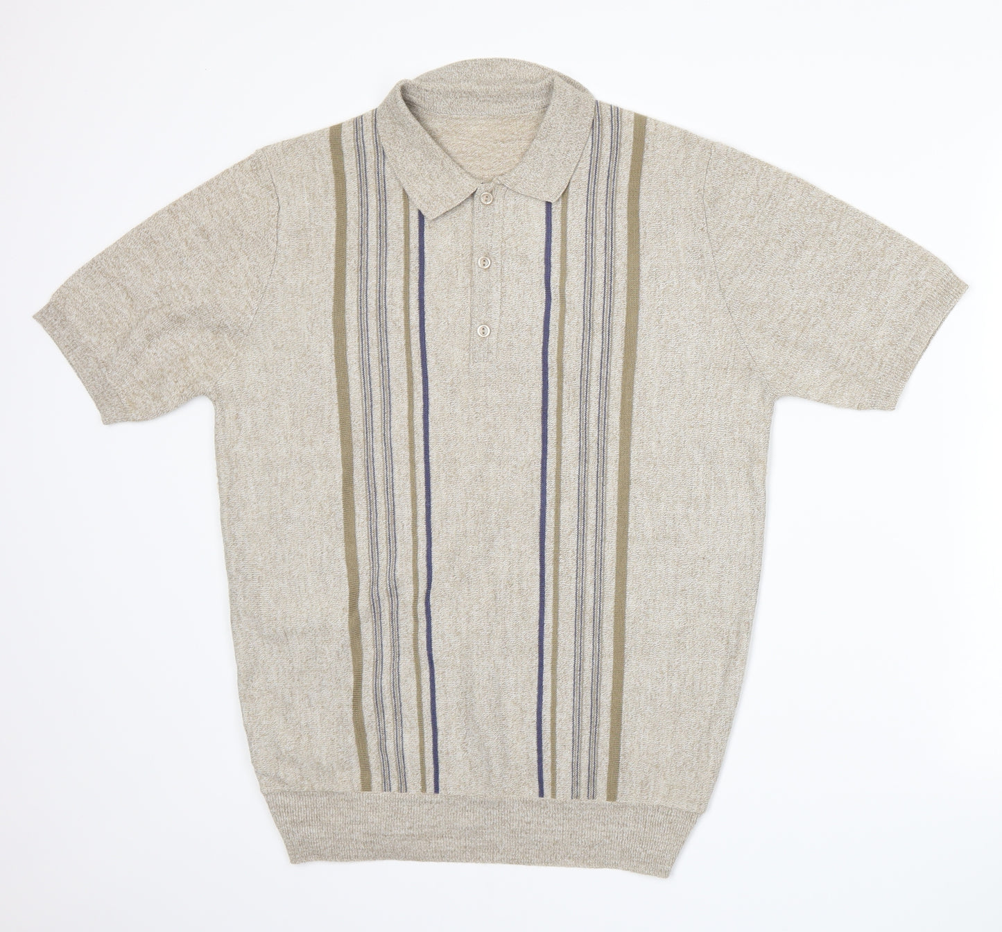 Marks and Spencer Mens Beige Striped   Polo Size M