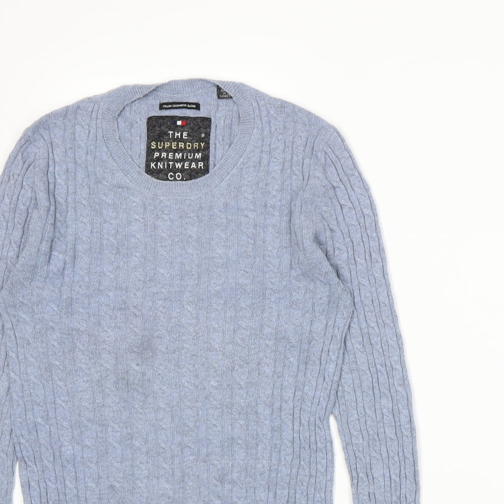 Superdry Mens Blue  Knit Pullover Jumper Size XS