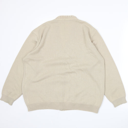 Perry Gold Womens Beige  Knit Cardigan Jumper Size XL