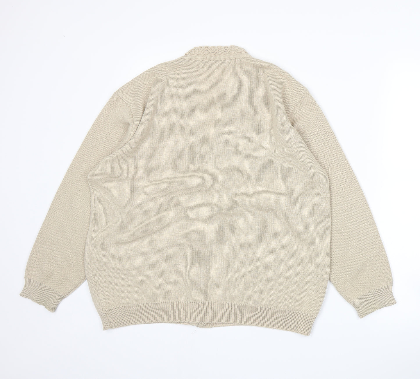 Perry Gold Womens Beige  Knit Cardigan Jumper Size XL