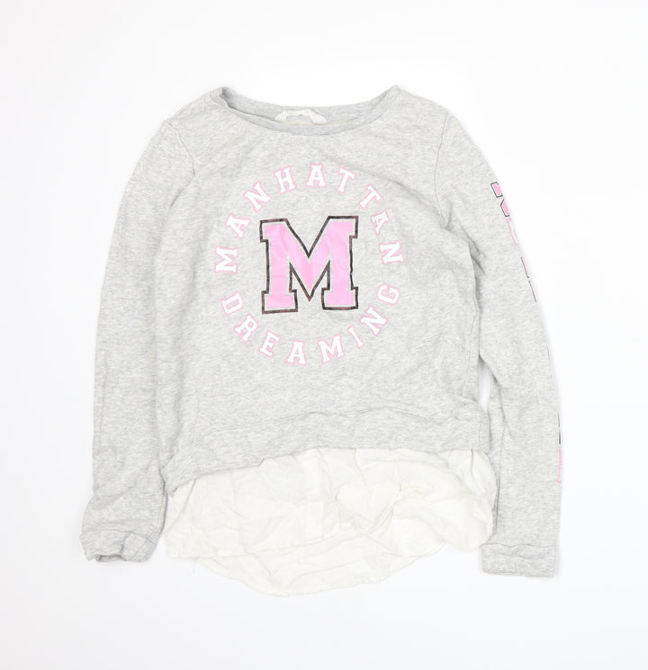 H&M Girls Grey   Pullover Sweatshirt Size 12-13 Years