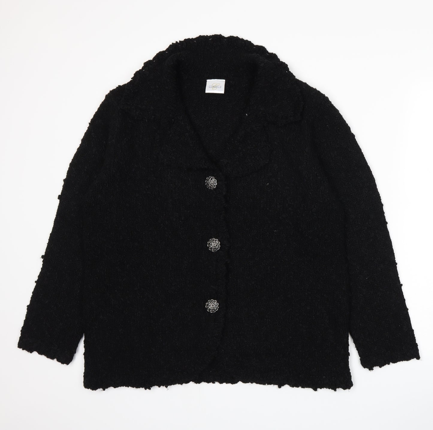 Classics Womens Black  Knit Cardigan Jumper Size XL