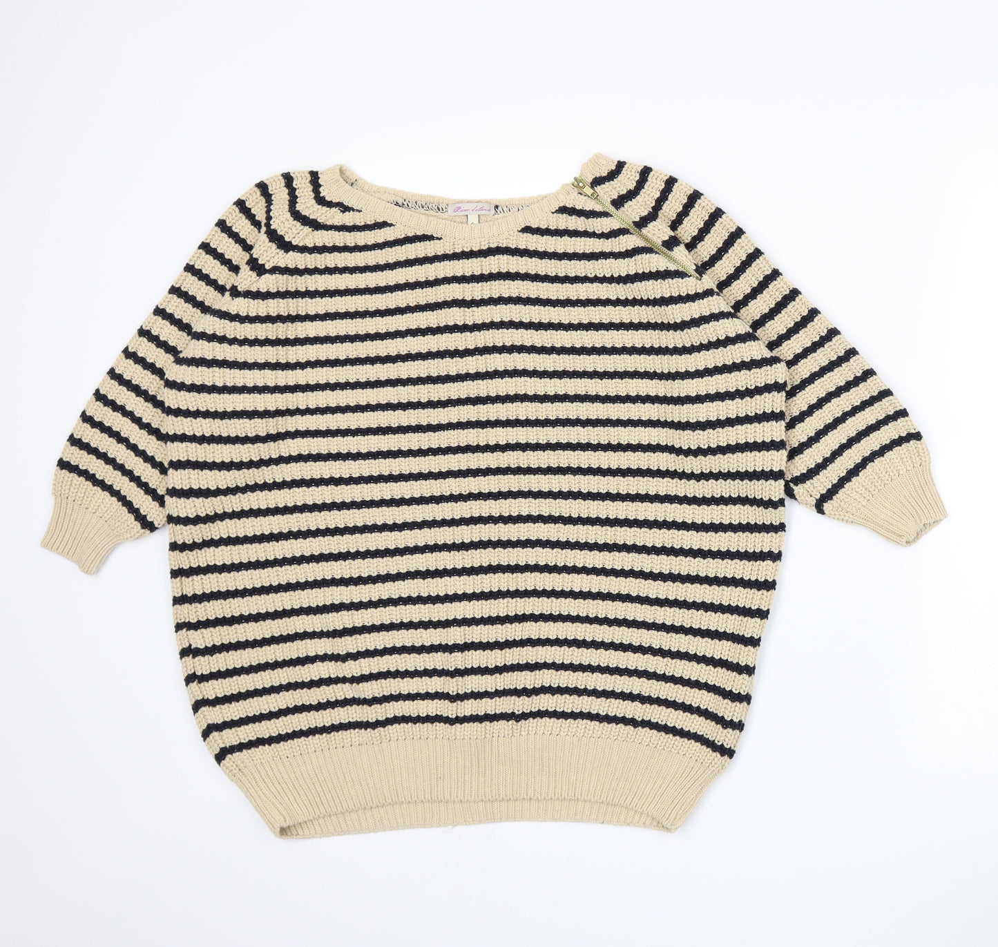 River Island Womens Beige Striped Knit Pullover Jumper Size 6